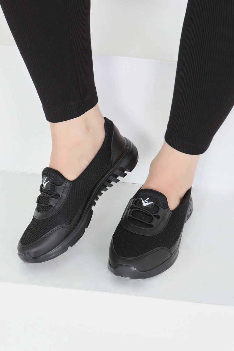 Kadın Siyah Lastikli File Babet - 27355 - TOFİSA