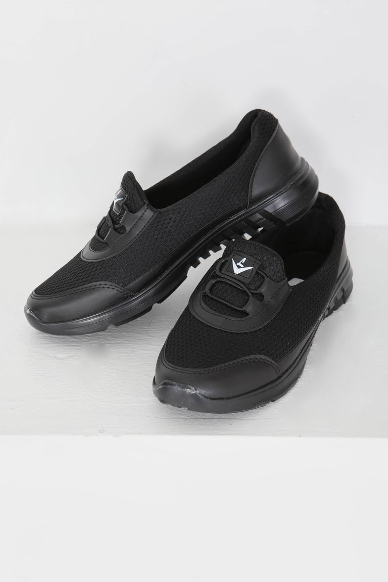 Kadın Siyah Lastikli File Babet - 27355 - TOFİSA