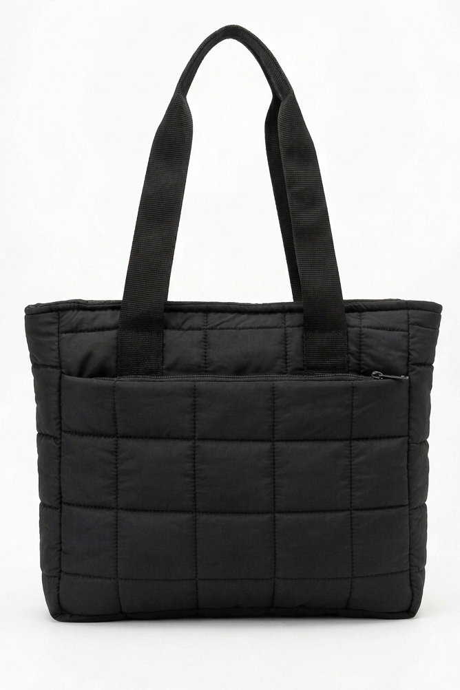 Kadın Siyah Ön Cepli Omuz Çantası - 28371-SIYAH - 1