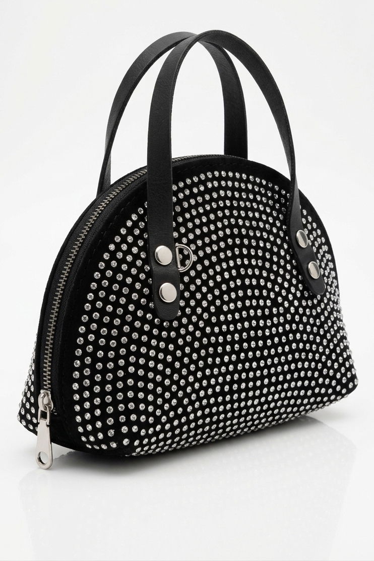 Kadın Siyah Pullu Mini El Çantası - 28362-SIYAH - 1