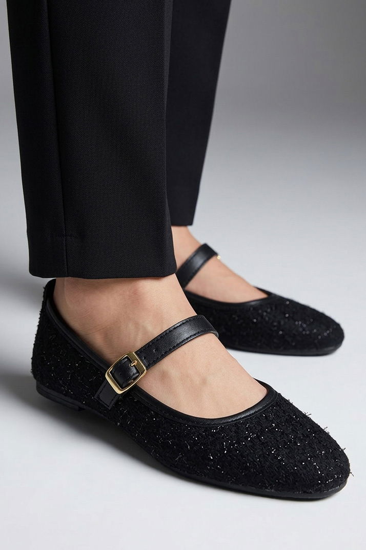 Kadın Siyah Sim Detaylı Kemerli Babet - 28338-SIYAH - 3