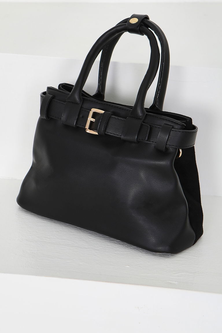 Kadın Siyah Süet Detaylı El Çantası - 27842-SIYAH - TOFİSA