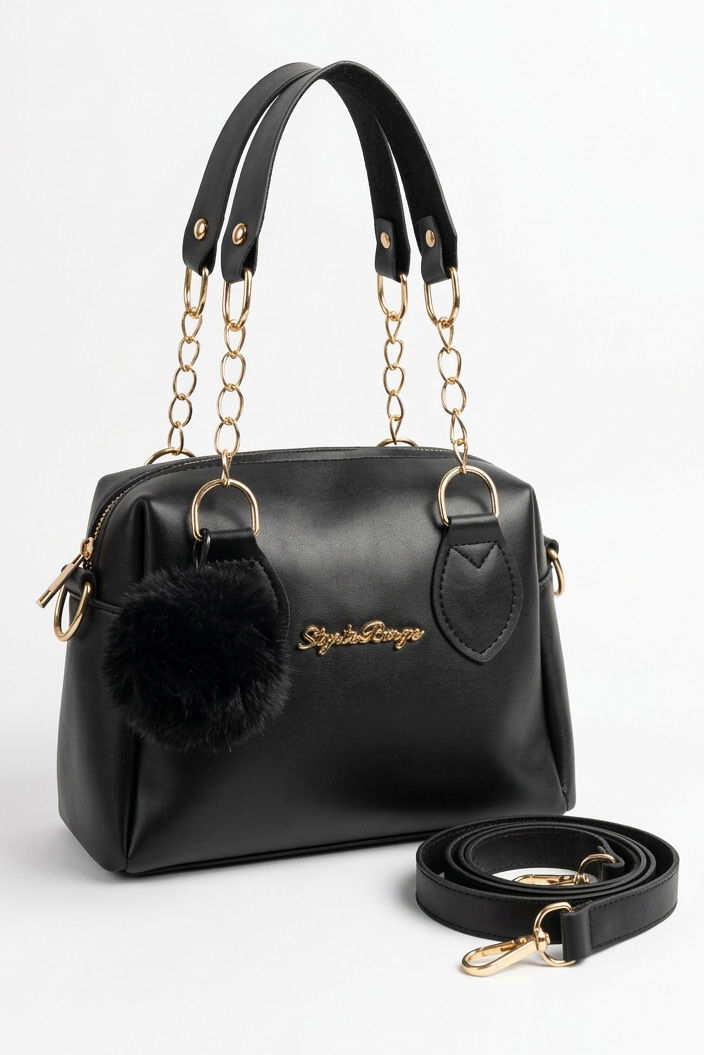 Kadın Siyah Suni Deri Çapraz Çanta - 28334-SIYAH - 1