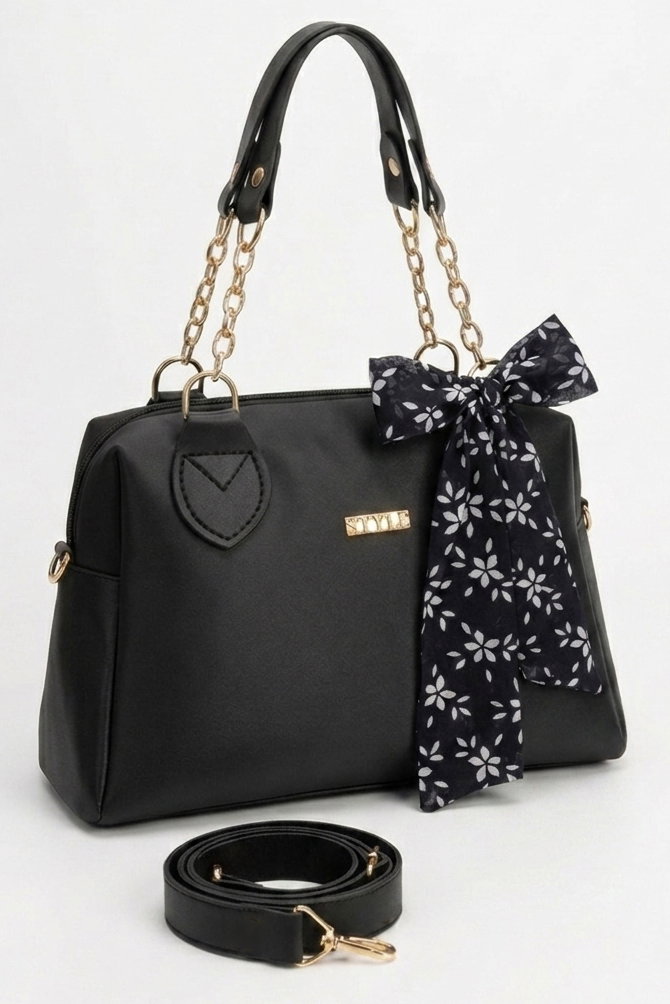 Kadın Siyah Suni Deri Flarlı Çantası - 28432-SIYAH - 1