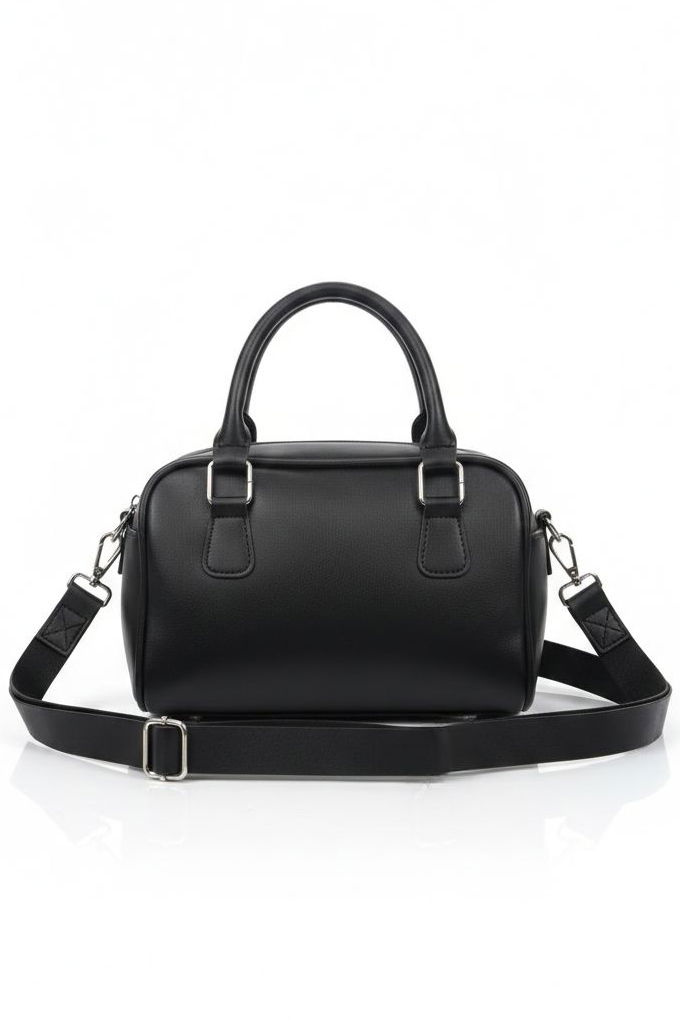 Kadın Siyah Suni Deri Mini El Çantası - 28261-SIYAH - 2