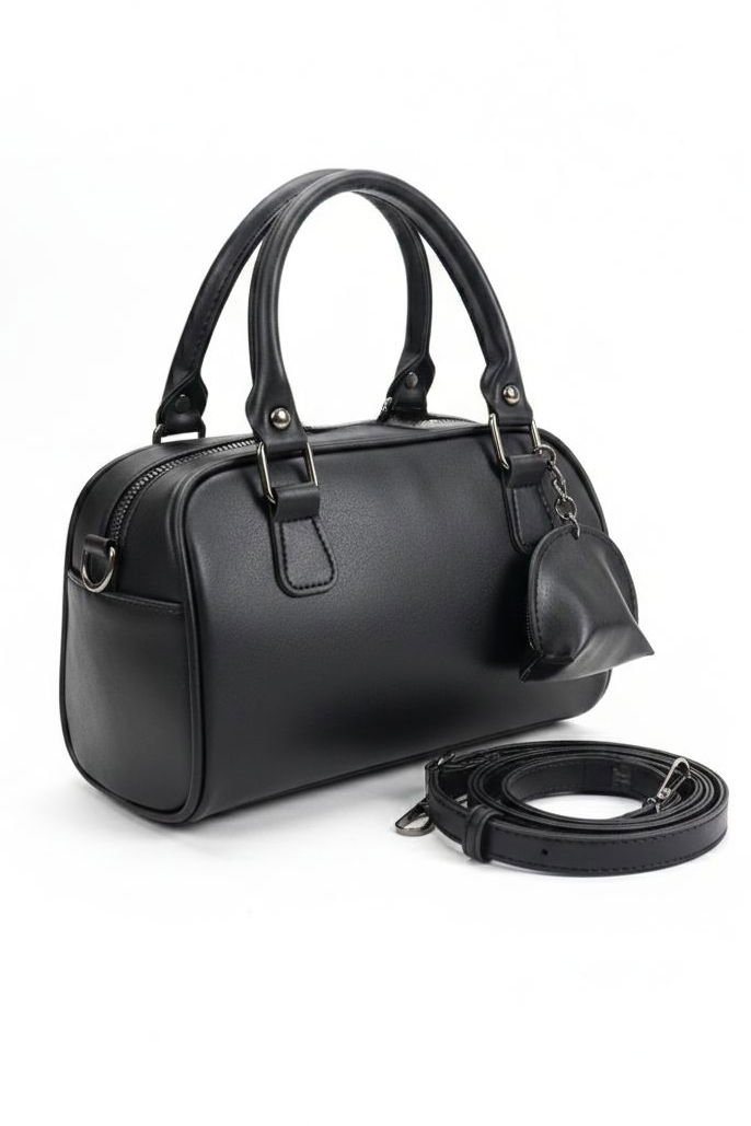 Kadın Siyah Suni Deri Mini El Çantası - 28265-SIYAH - 1