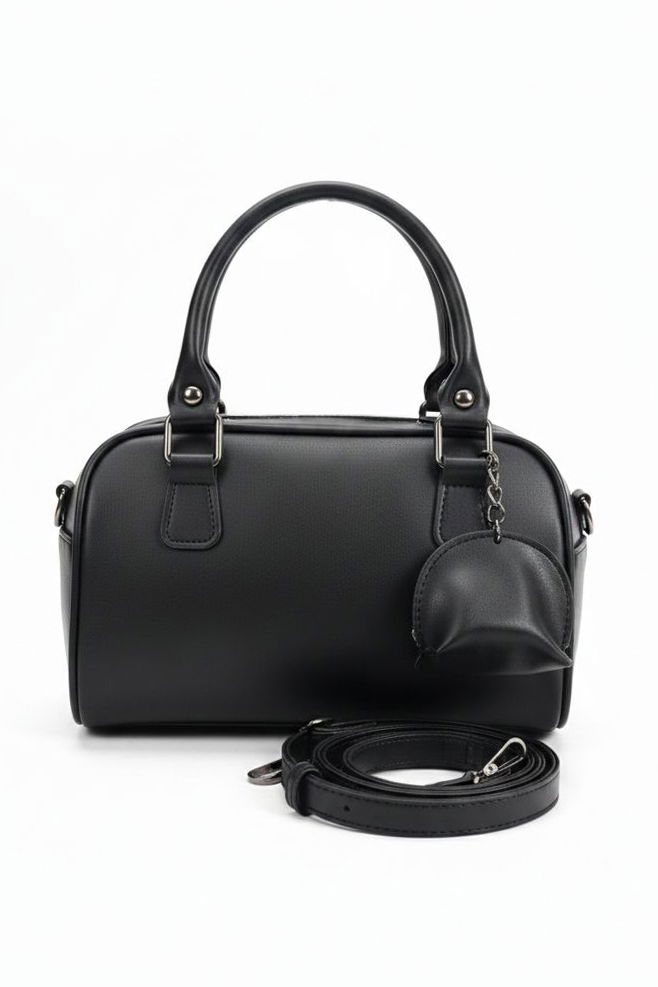 Kadın Siyah Suni Deri Mini El Çantası - 28265-SIYAH - 2