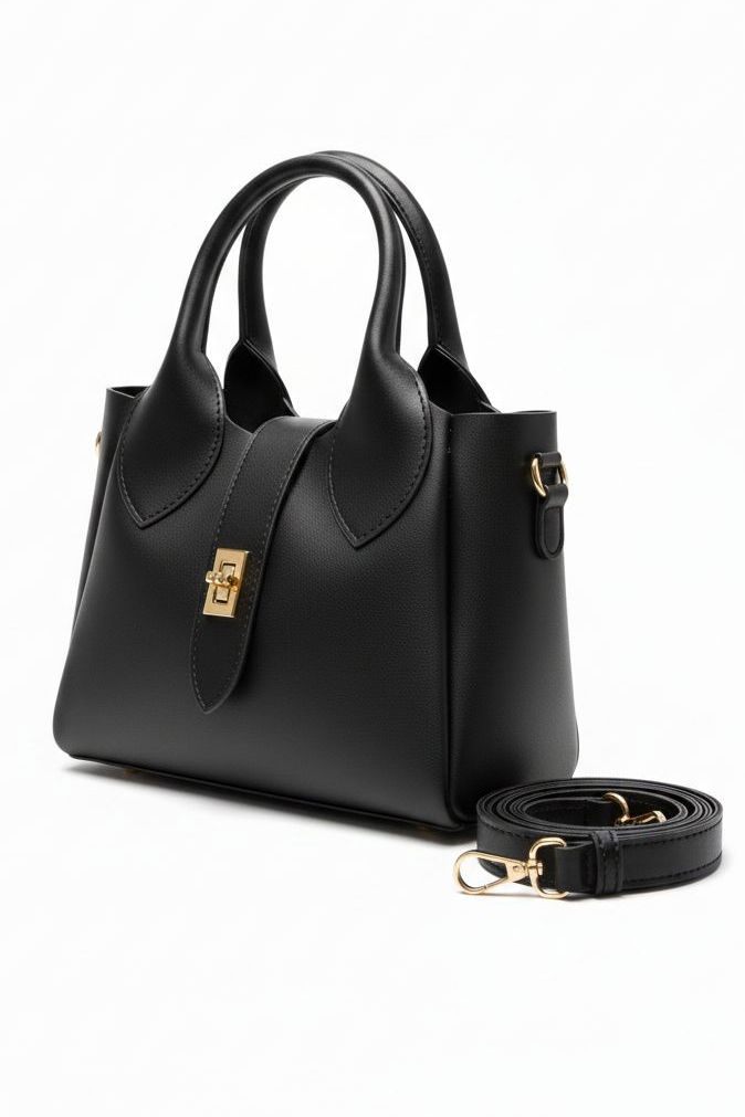 Kadın Siyah Suni Deri Mini Kol Çantası - 28270-SIYAH - 1