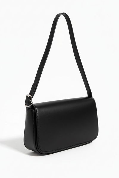 Kadın Siyah Suni Deri Omuz Çantası - 28171-SIYAH 