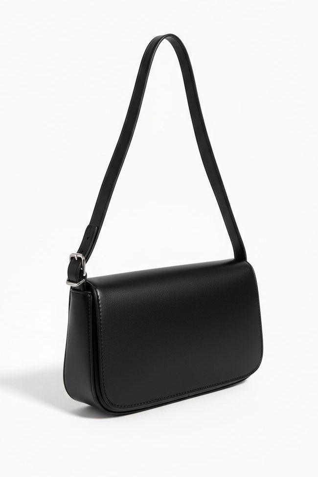 Kadın Siyah Suni Deri Omuz Çantası - 28171-SIYAH - TOFİSA