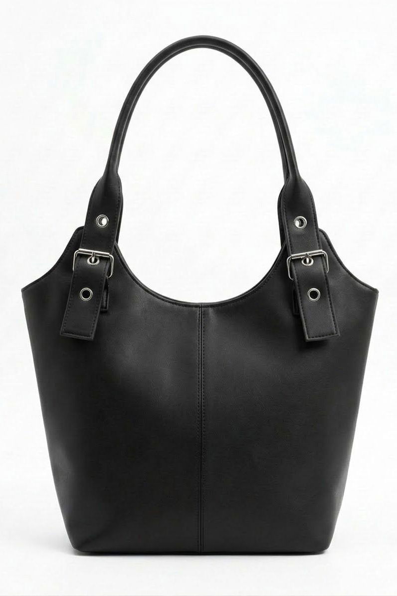 Kadın Siyah Suni Deri Omuz Çantası - 28325-SIYAH - 2