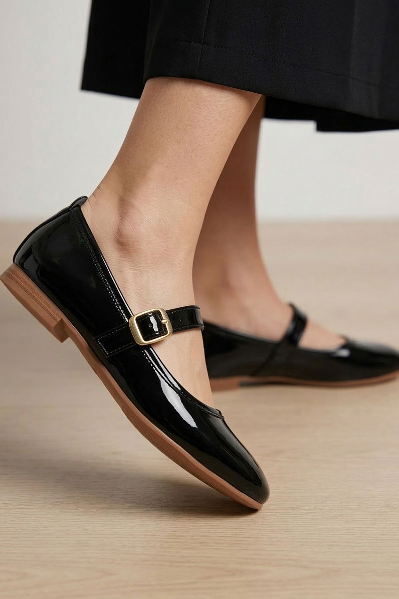 Kadın Siyah Suni Deri Rugan Babet - 28337-SIYAH - 3