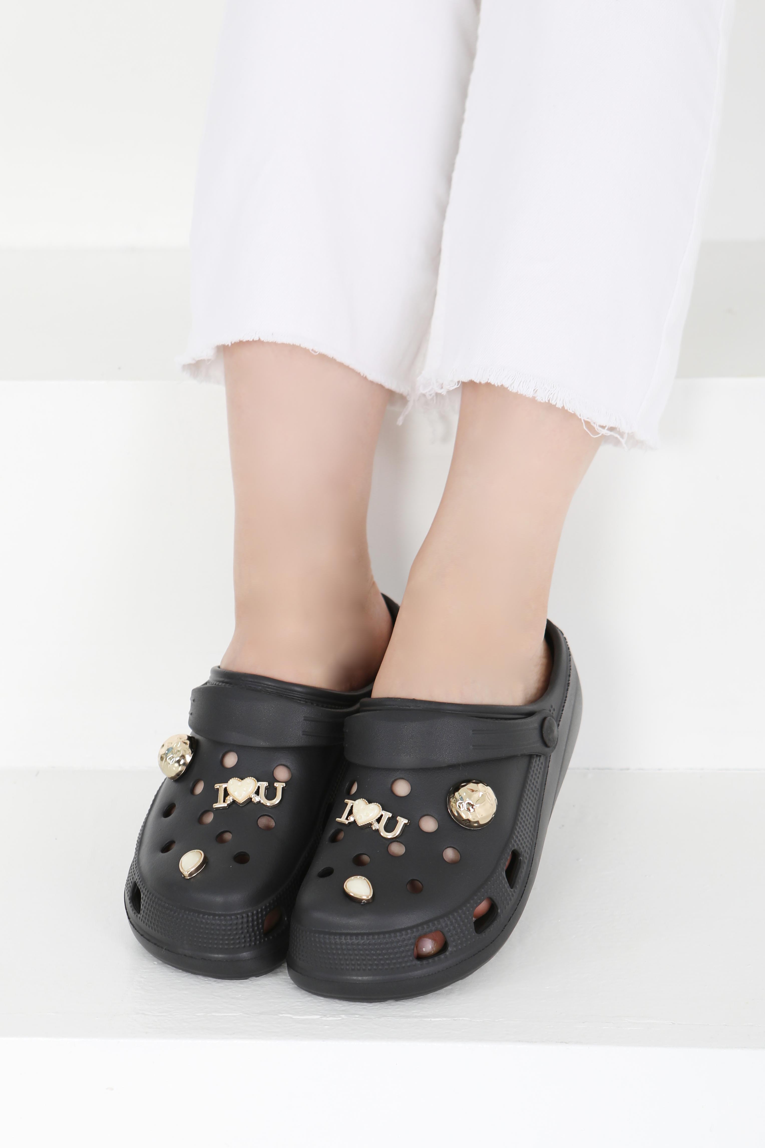 Kadın Siyah Taşlı Terlik - 27411 - 3