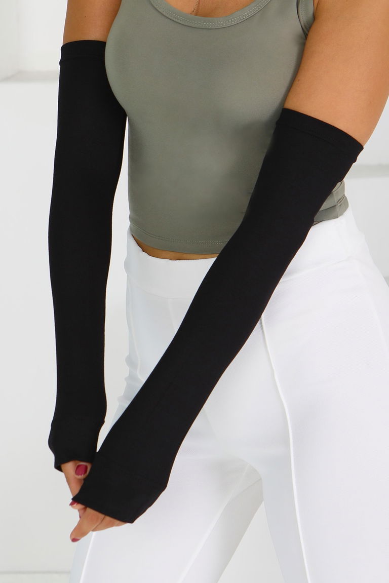 Kadın Siyah Tesettür Penye Kolluk - 27619 - TOFİSA