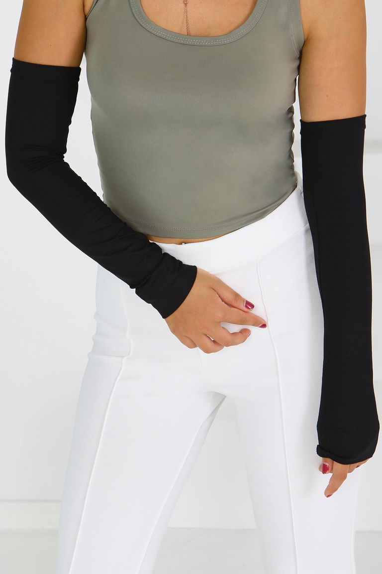 Kadın Siyah Tesettür Penye Kolluk - 27619 - TOFİSA