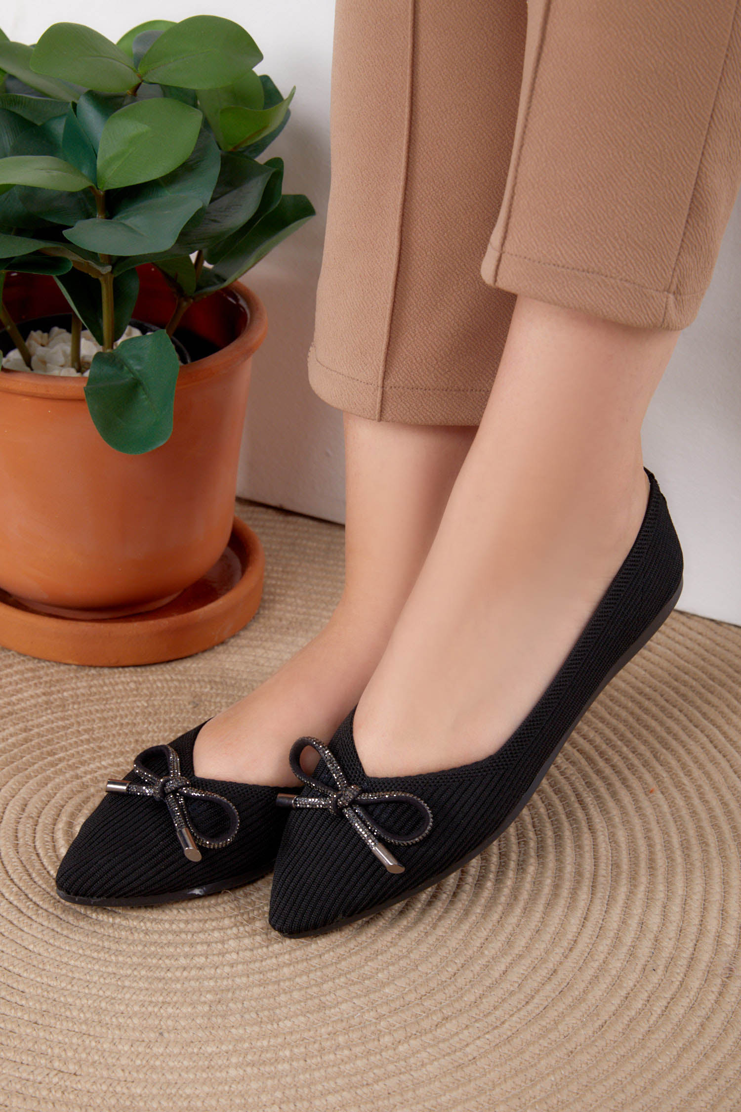 Kadın Siyah Tokalı Babet - 25726 - 3