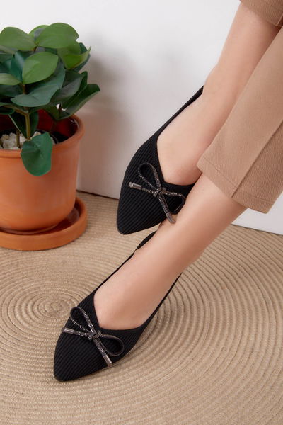 Kadın Siyah Tokalı Babet - 25726 