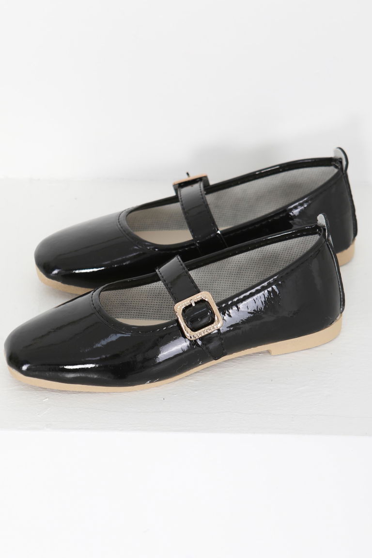 Kadın Siyah Tokalı Babet - 27416 - TOFİSA