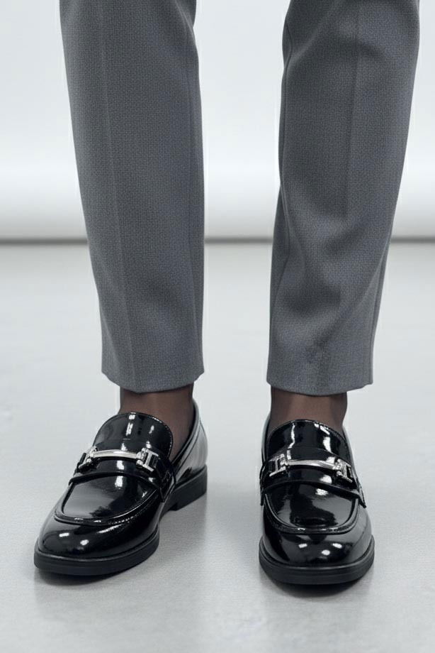 Kadın Siyah Tokalı Cilt Babet Ayakkabı - 27909-SIYAH - 2