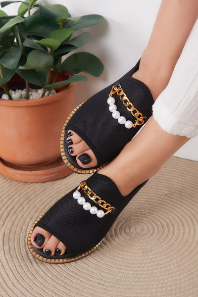 Kadın Siyah Tokalı Sandelet - 25832 