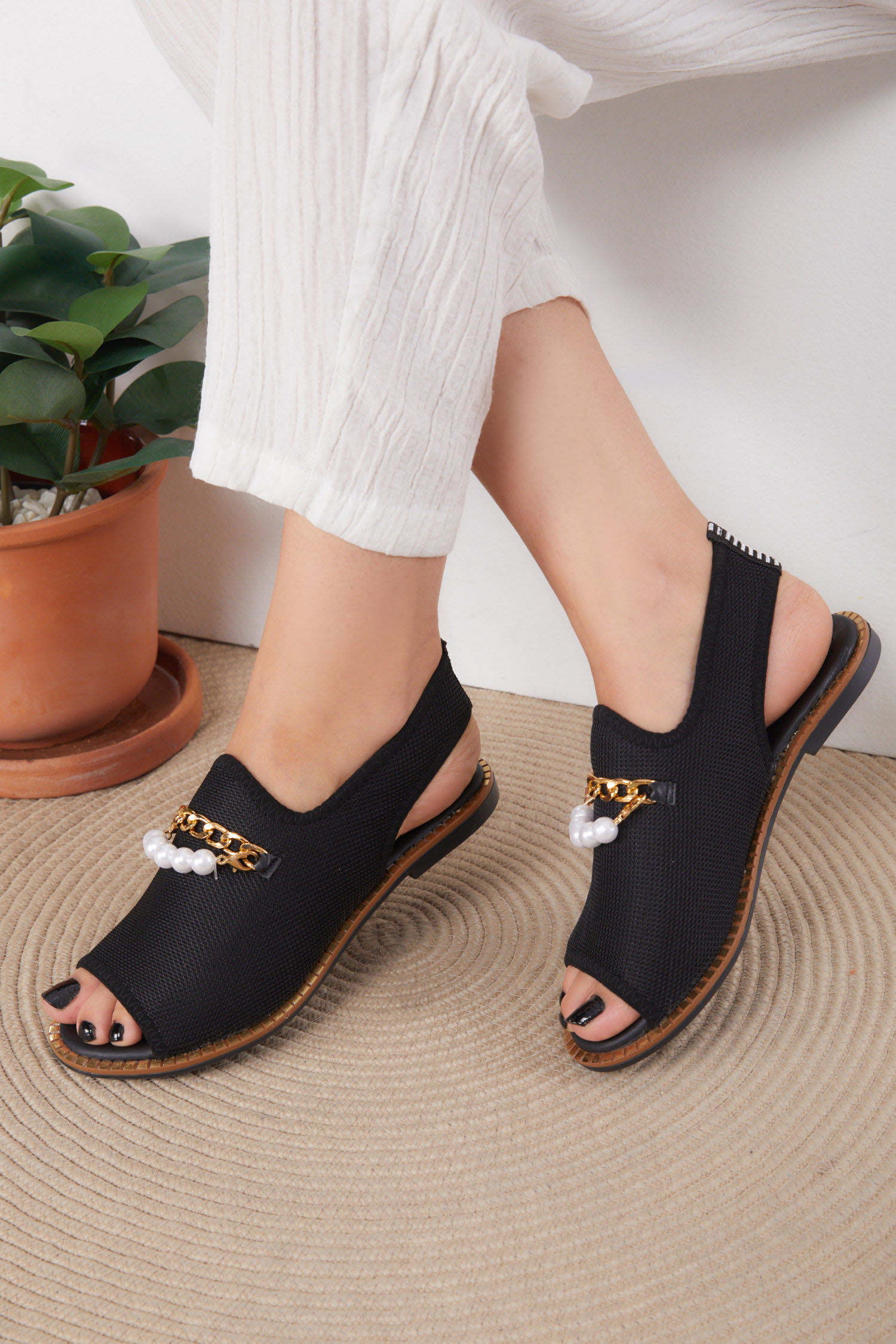 Kadın Siyah Tokalı Sandelet - 25832 - 2