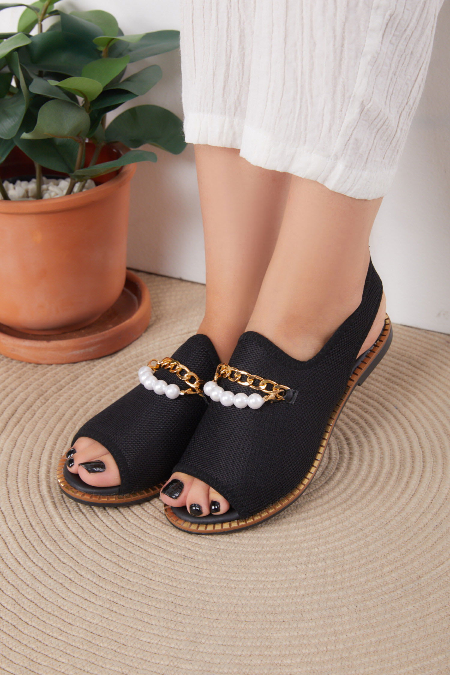 Kadın Siyah Tokalı Sandelet - 25832 - 3