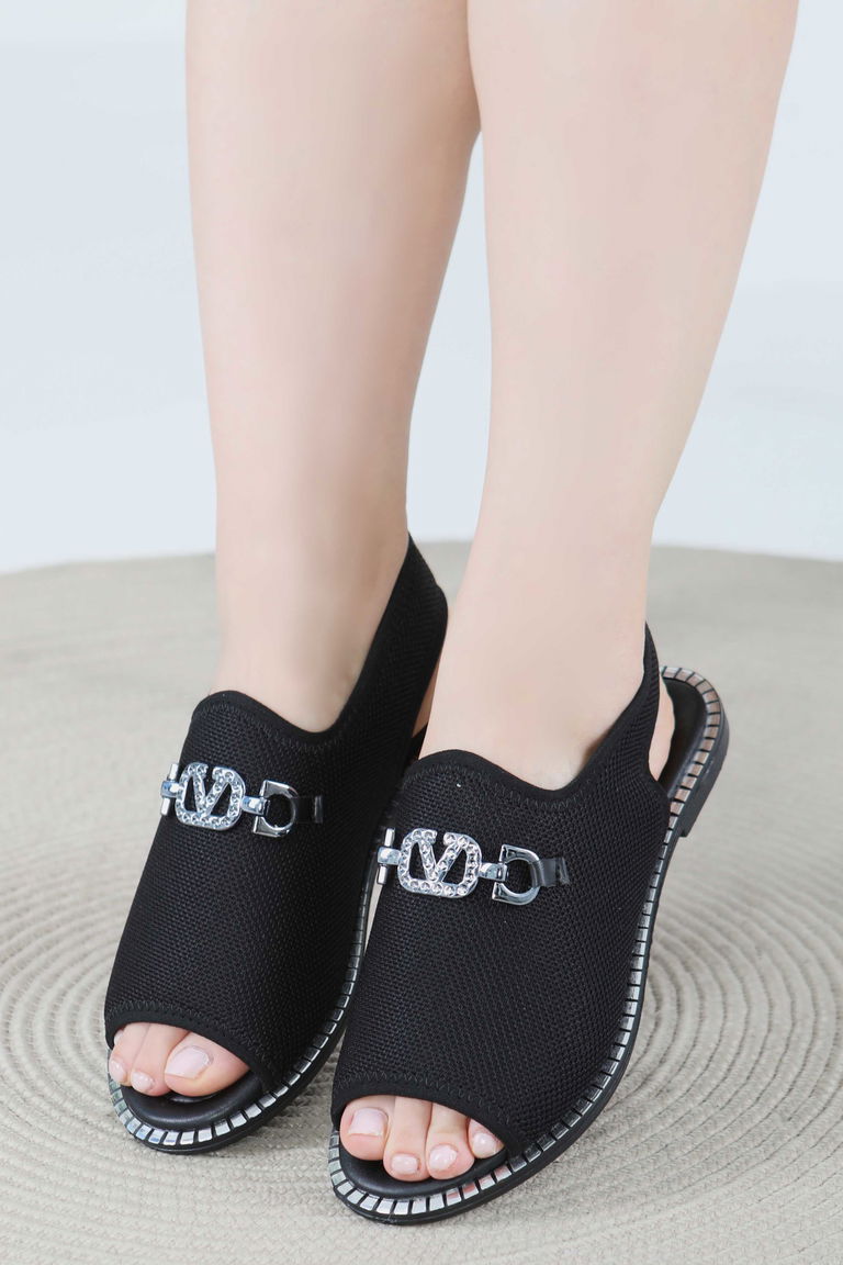 Kadın Siyah Tokalı Sandelet - 27441 - TOFİSA