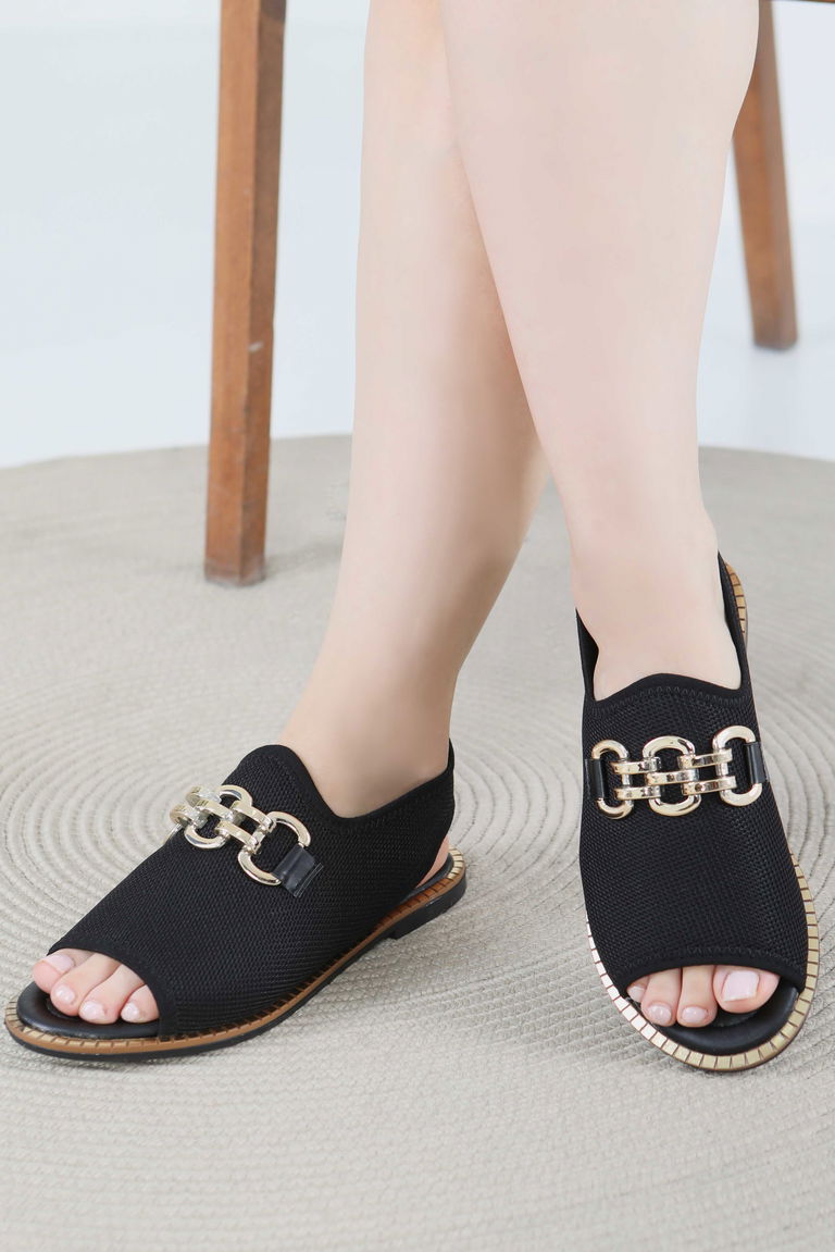 Kadın Siyah Tokalı Sandelet - 27442 - TOFİSA