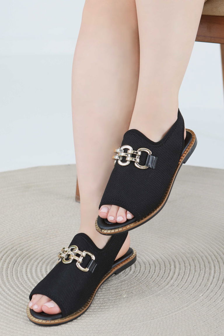 Kadın Siyah Tokalı Sandelet - 27442 - TOFİSA