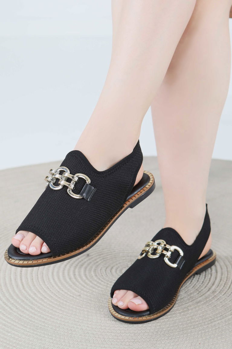 Kadın Siyah Tokalı Sandelet - 27442 - TOFİSA