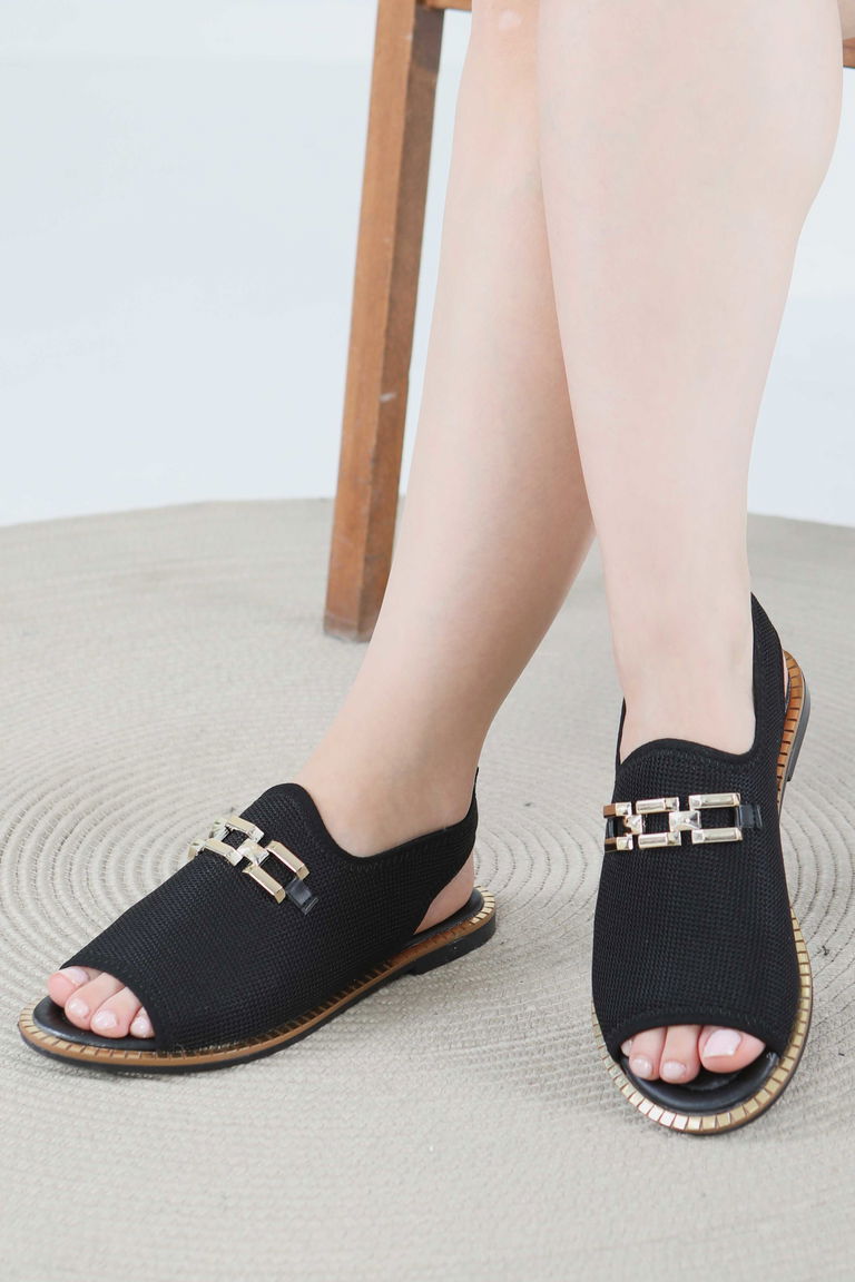 Kadın Siyah Tokalı Sandelet - 27443 - TOFİSA