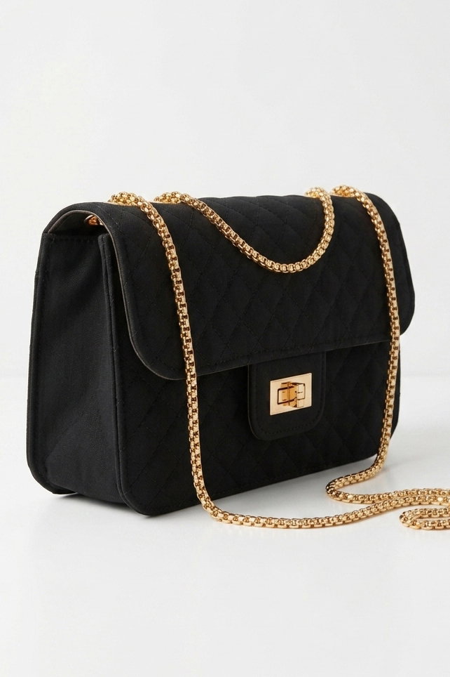 Kadın Siyah Zincir Detaylı Omuz Çantası - 28398-SIYAH - 1