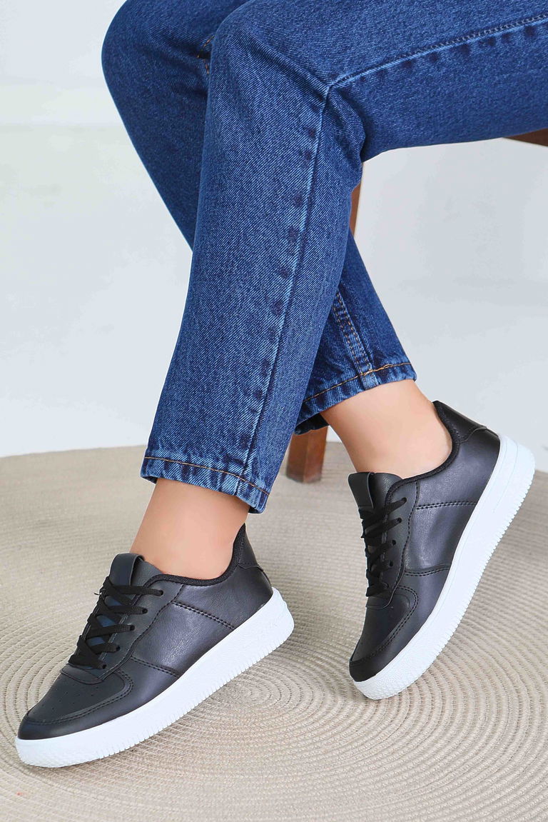 Kadın Syh Beyaz Siyah AİR Spor Ayakkabı - 27477 - TOFİSA