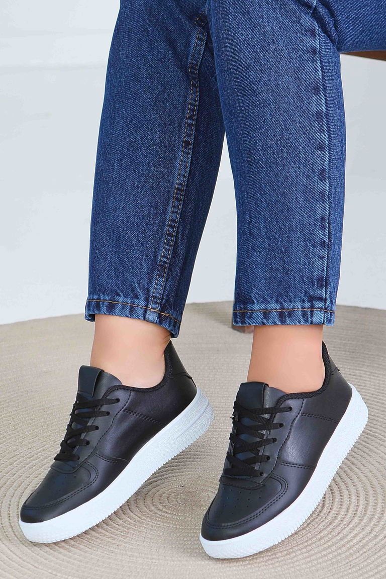 Kadın Syh Beyaz Siyah AİR Spor Ayakkabı - 27477 - TOFİSA