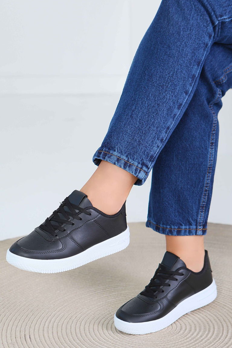 Kadın Syh Beyaz Siyah AİR Spor Ayakkabı - 27477 - TOFİSA