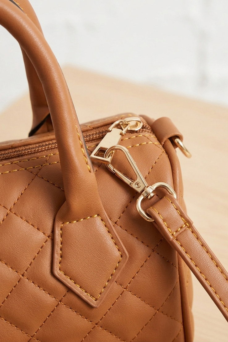 Kadın Taba Baklava Desen Suni Deri Çanta - 28396-TABA - 2