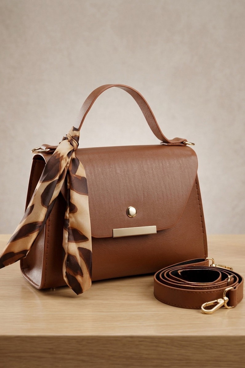 Kadın Taba Flarlı Mini El Çantası - 28372-TABA - 1