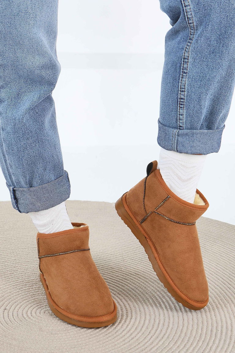 Kadın Taba İçi Peluş Yarım Süet Bot - 27784-TABA - TOFİSA