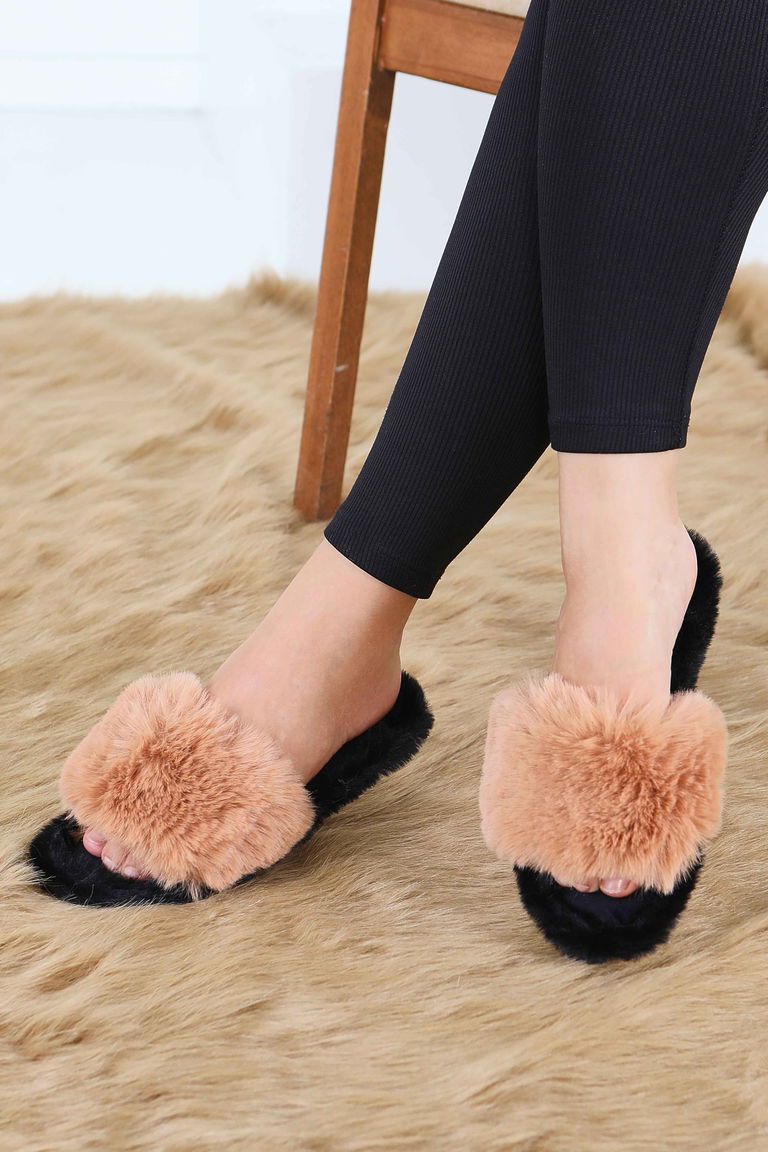 Kadın Taba Ponponlu Ev Terliği - 27782-TABA - TOFİSA