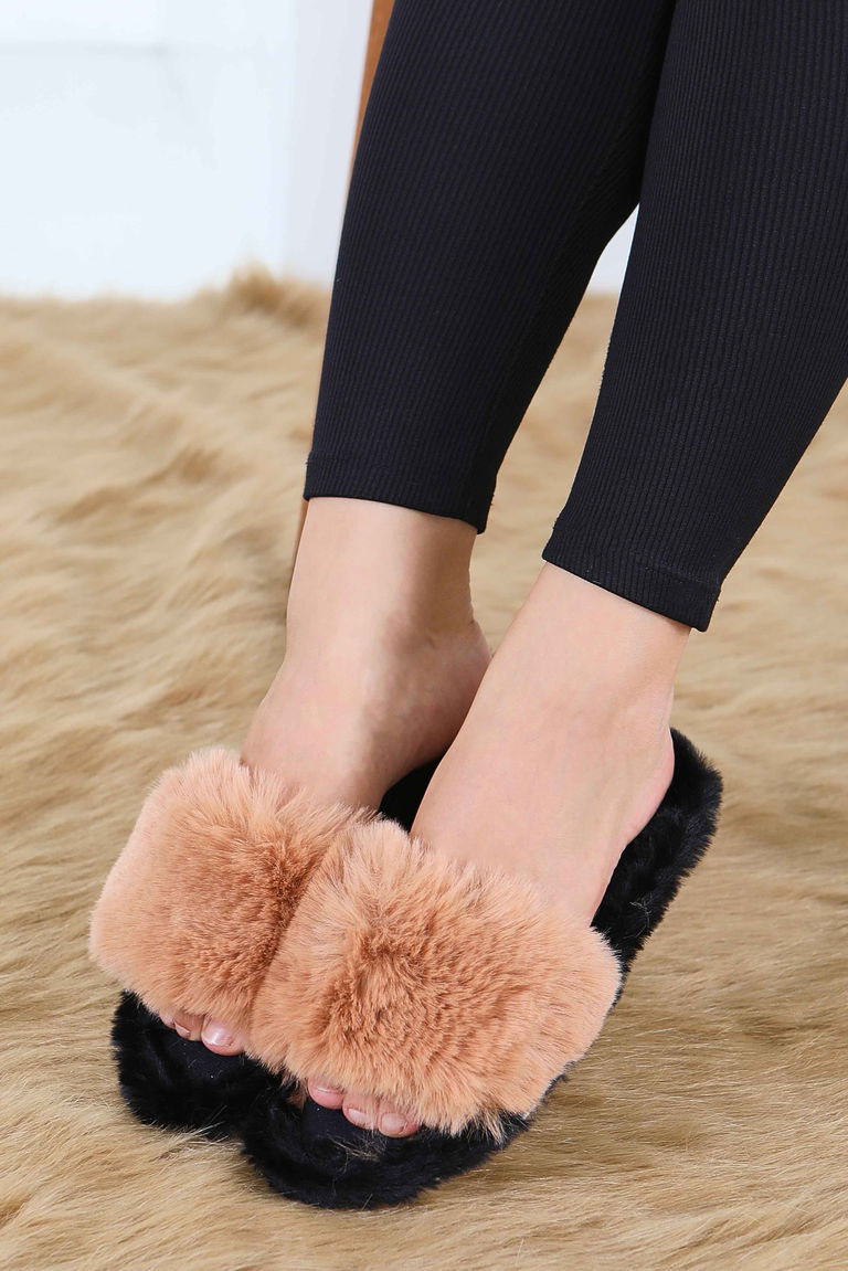 Kadın Taba Ponponlu Ev Terliği - 27782-TABA - TOFİSA