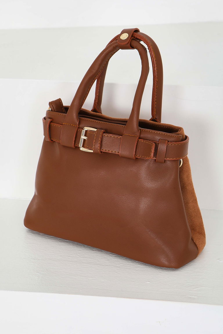 Kadın Taba Süet Detaylı El Çantası - 27842-TABA - TOFİSA