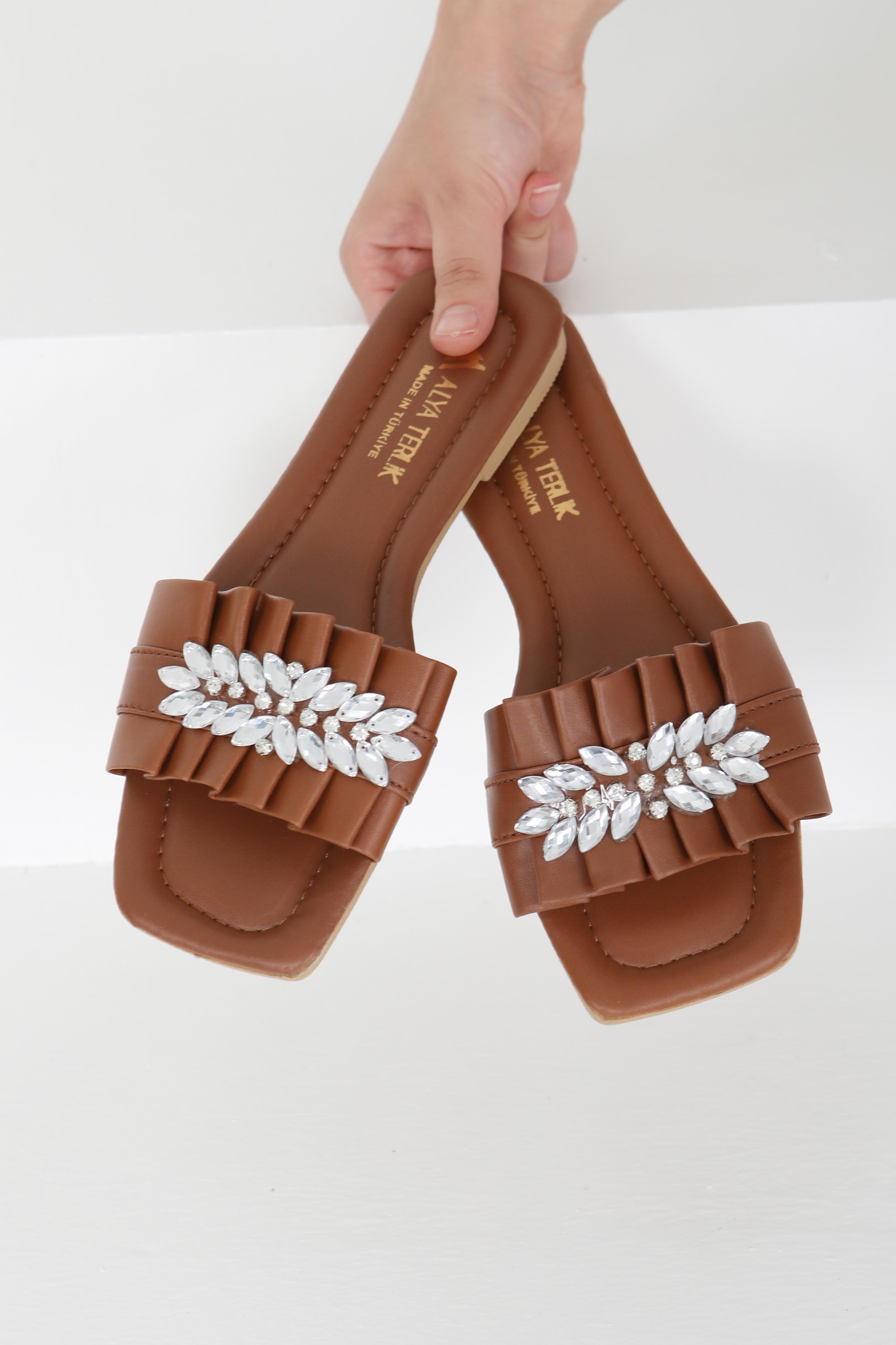 Kadın Taba Taşlı Terlik - 27402 - 3