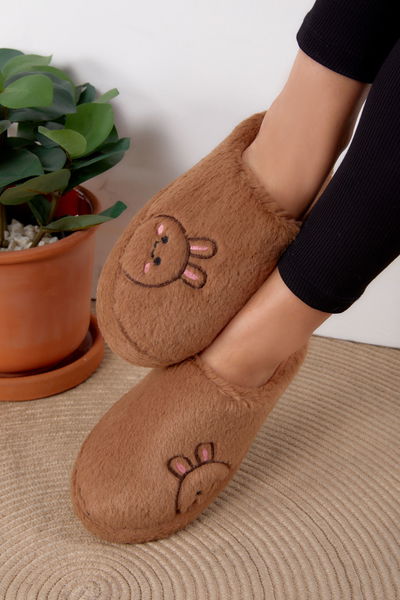 Kadın Taba Peluş Tavşanlı Ev Terliği - 26295 