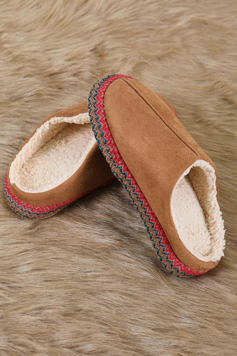 Kadın Taba Yanları Nakışlı Ev Terliği - 27781-TABA - TOFİSA