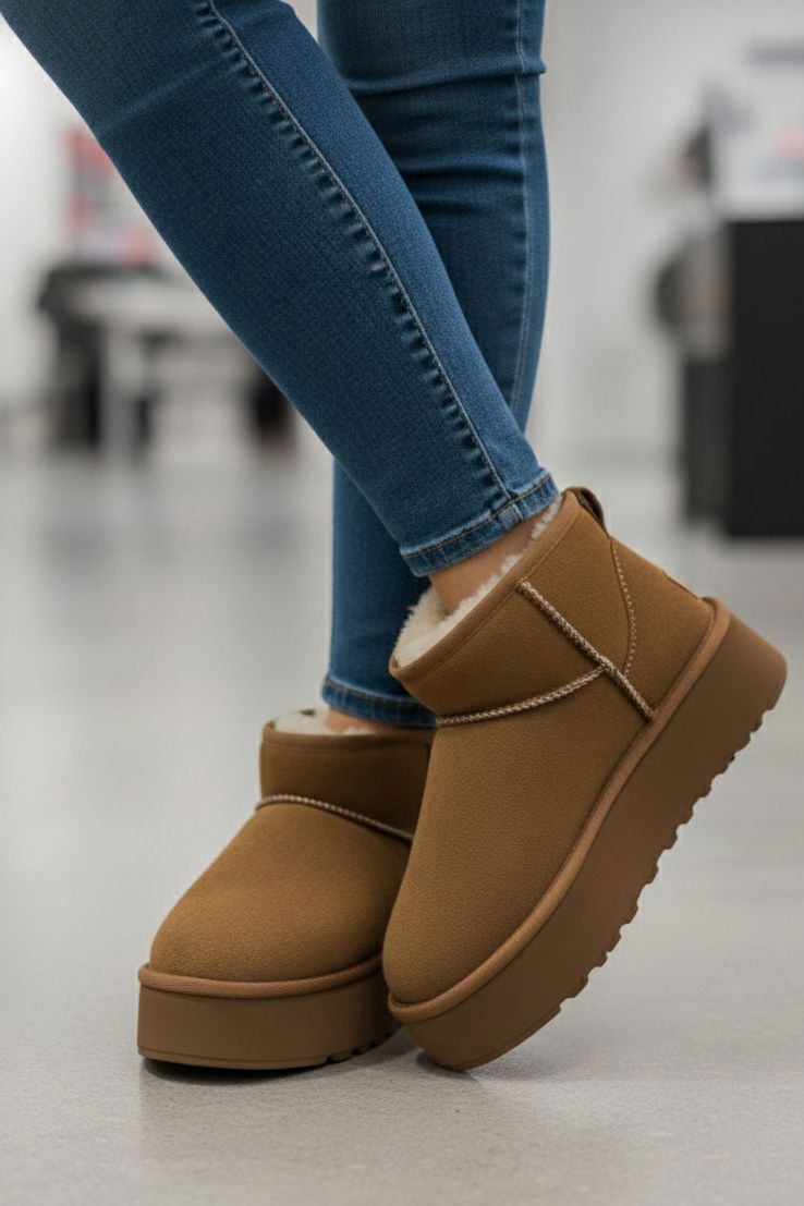 Kadın Taba Yüksek Taban Yarım Süet Bot - 28078-TABA - 1