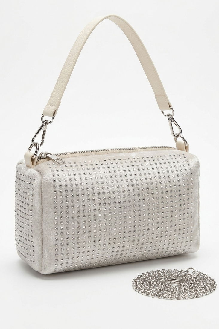 Kadın Taş Pul Detaylı Slindir Mini Çanta - 28361-TAS - 1