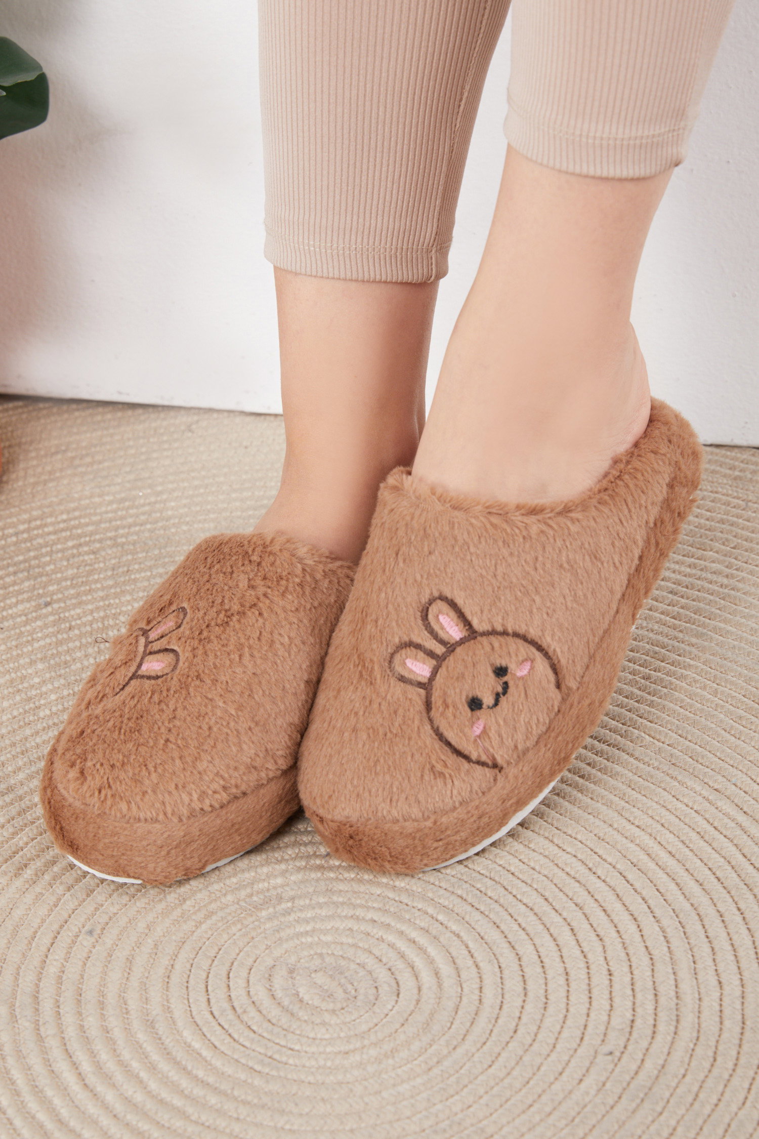 Kadın Vizon Peluş Ayıcıklı Ev Terliği - 26296 - 4