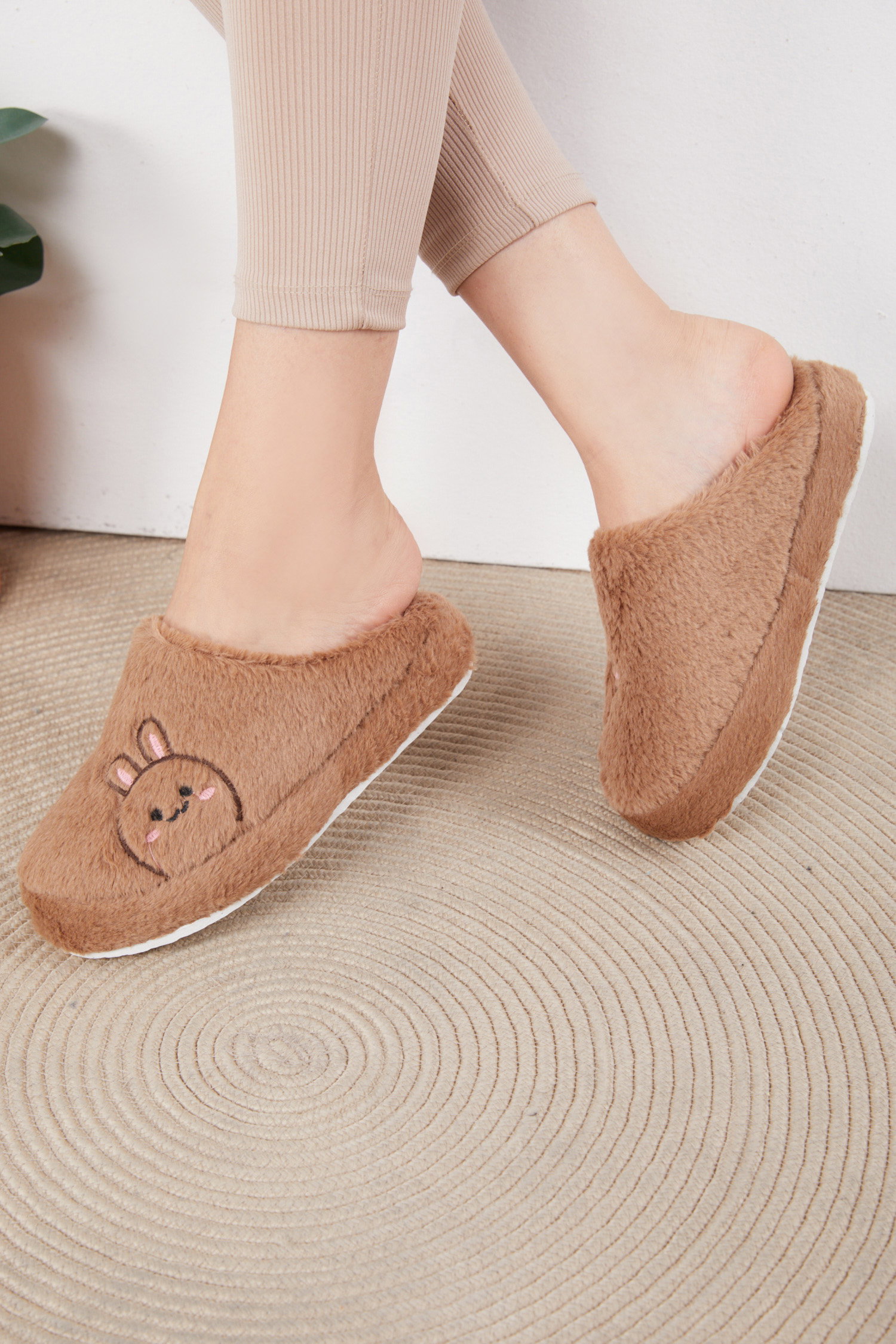 Kadın Vizon Peluş Ayıcıklı Ev Terliği - 26296 - 3