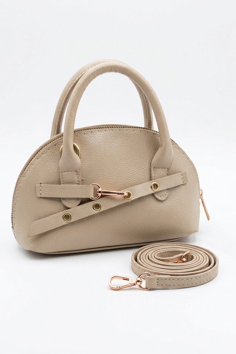 Kadın Vizon Kemer Detaylı Suni Deri Çanta - 28349-VIZON - 1