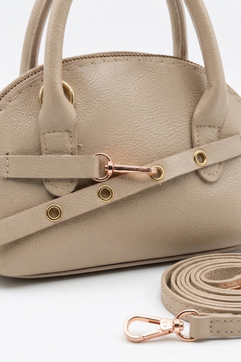 Kadın Vizon Kemer Detaylı Suni Deri Çanta - 28349-VIZON - 2